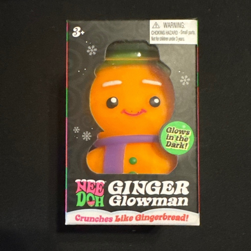Schylling NeeDoh Squishmas Ginger Glowman Rare Glow in the Dark NEW Green Purple